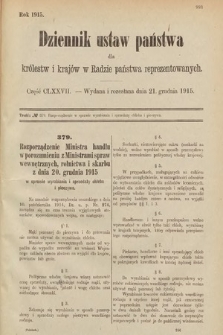 Dziennik Ustaw Państwa dla Królestw i Krajów w Radzie Państwa Reprezentowanych. 1915, cz. 177