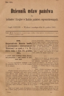 Dziennik Ustaw Państwa dla Królestw i Krajów w Radzie Państwa Reprezentowanych. 1915, cz. 182