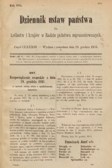 Dziennik Ustaw Państwa dla Królestw i Krajów w Radzie Państwa Reprezentowanych. 1915, cz. 183