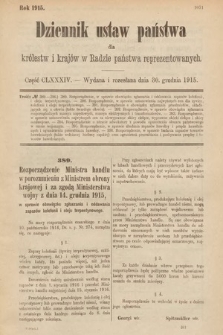 Dziennik Ustaw Państwa dla Królestw i Krajów w Radzie Państwa Reprezentowanych. 1915, cz. 184