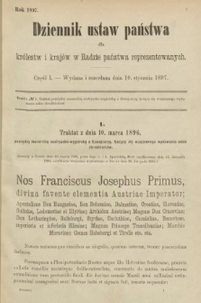 Dziennik Ustaw Państwa dla Królestw i Krajów w Radzie Państwa Reprezentowanych. 1897, nr 1