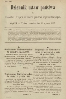 Dziennik Ustaw Państwa dla Królestw i Krajów w Radzie Państwa Reprezentowanych. 1897, nr 2