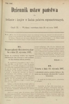 Dziennik Ustaw Państwa dla Królestw i Krajów w Radzie Państwa Reprezentowanych. 1897, nr 9