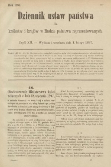 Dziennik Ustaw Państwa dla Królestw i Krajów w Radzie Państwa Reprezentowanych. 1897, nr 12