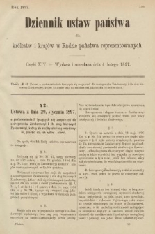 Dziennik Ustaw Państwa dla Królestw i Krajów w Radzie Państwa Reprezentowanych. 1897, nr 14