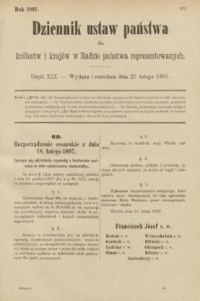 Dziennik Ustaw Państwa dla Królestw i Krajów w Radzie Państwa Reprezentowanych. 1897, nr 19
