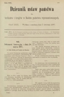 Dziennik Ustaw Państwa dla Królestw i Krajów w Radzie Państwa Reprezentowanych. 1897, nr 29