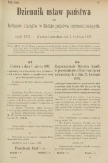 Dziennik Ustaw Państwa dla Królestw i Krajów w Radzie Państwa Reprezentowanych. 1897, nr 30