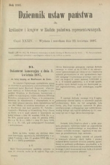Dziennik Ustaw Państwa dla Królestw i Krajów w Radzie Państwa Reprezentowanych. 1897, nr 34