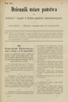 Dziennik Ustaw Państwa dla Królestw i Krajów w Radzie Państwa Reprezentowanych. 1897, nr 35
