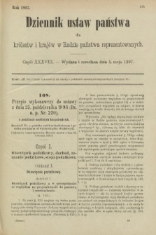 Dziennik Ustaw Państwa dla Królestw i Krajów w Radzie Państwa Reprezentowanych. 1897, nr 38
