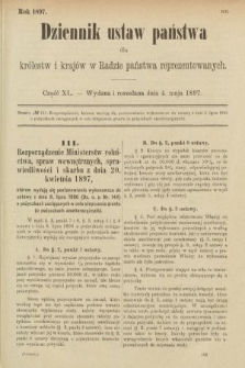 Dziennik Ustaw Państwa dla Królestw i Krajów w Radzie Państwa Reprezentowanych. 1897, nr 40