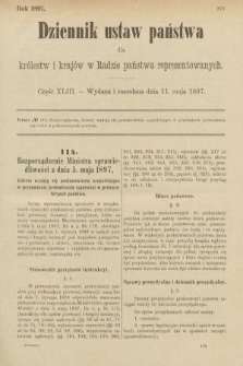 Dziennik Ustaw Państwa dla Królestw i Krajów w Radzie Państwa Reprezentowanych. 1897, nr 43