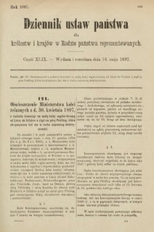Dziennik Ustaw Państwa dla Królestw i Krajów w Radzie Państwa Reprezentowanych. 1897, nr 49