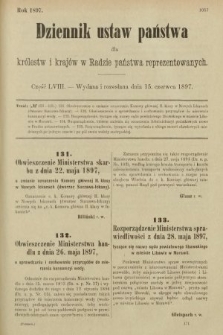 Dziennik Ustaw Państwa dla Królestw i Krajów w Radzie Państwa Reprezentowanych. 1897, nr 58