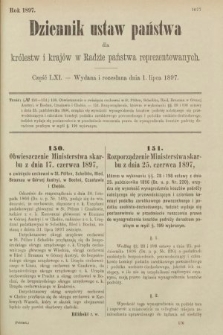 Dziennik Ustaw Państwa dla Królestw i Krajów w Radzie Państwa Reprezentowanych. 1897, nr 61