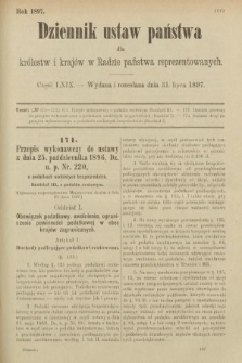 Dziennik Ustaw Państwa dla Królestw i Krajów w Radzie Państwa Reprezentowanych. 1897, nr 69