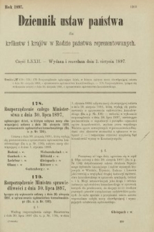 Dziennik Ustaw Państwa dla Królestw i Krajów w Radzie Państwa Reprezentowanych. 1897, nr 72
