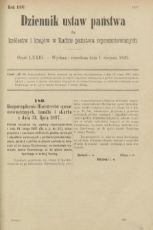 Dziennik Ustaw Państwa dla Królestw i Krajów w Radzie Państwa Reprezentowanych. 1897, nr 73
