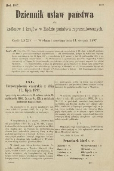 Dziennik Ustaw Państwa dla Królestw i Krajów w Radzie Państwa Reprezentowanych. 1897, nr 74