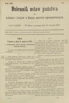 Dziennik Ustaw Państwa dla Królestw i Krajów w Radzie Państwa Reprezentowanych. 1897, nr 79