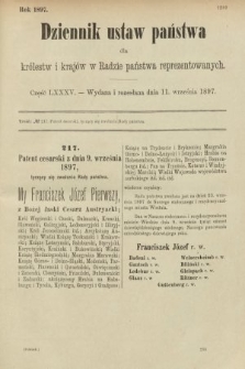 Dziennik Ustaw Państwa dla Królestw i Krajów w Radzie Państwa Reprezentowanych. 1897, nr 85