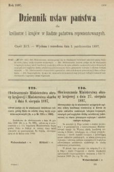 Dziennik Ustaw Państwa dla Królestw i Krajów w Radzie Państwa Reprezentowanych. 1897, nr 91