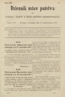 Dziennik Ustaw Państwa dla Królestw i Krajów w Radzie Państwa Reprezentowanych. 1897, nr 95