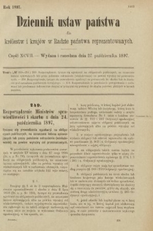 Dziennik Ustaw Państwa dla Królestw i Krajów w Radzie Państwa Reprezentowanych. 1897, nr 97