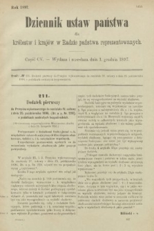 Dziennik Ustaw Państwa dla Królestw i Krajów w Radzie Państwa Reprezentowanych. 1897, nr 105