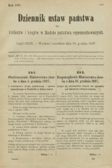 Dziennik Ustaw Państwa dla Królestw i Krajów w Radzie Państwa Reprezentowanych. 1897, nr 113