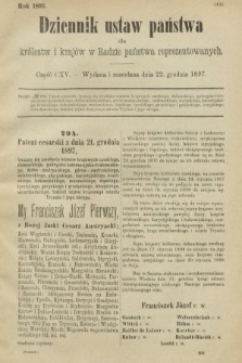 Dziennik Ustaw Państwa dla Królestw i Krajów w Radzie Państwa Reprezentowanych. 1897, nr 115