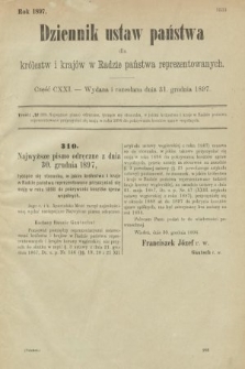 Dziennik Ustaw Państwa dla Królestw i Krajów w Radzie Państwa Reprezentowanych. 1897, nr 121