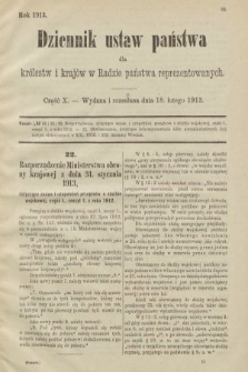 Dziennik Ustaw Państwa dla Królestw i Krajów w Radzie Państwa Reprezentowanych. 1913, nr 10