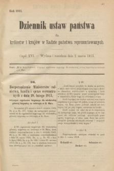 Dziennik Ustaw Państwa dla Królestw i Krajów w Radzie Państwa Reprezentowanych. 1913, nr 16