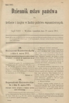 Dziennik Ustaw Państwa dla Królestw i Krajów w Radzie Państwa Reprezentowanych. 1913, nr 22