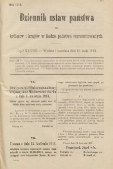 Dziennik Ustaw Państwa dla Królestw i Krajów w Radzie Państwa Reprezentowanych. 1913, nr 37