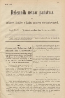 Dziennik Ustaw Państwa dla Królestw i Krajów w Radzie Państwa Reprezentowanych. 1913, nr 49