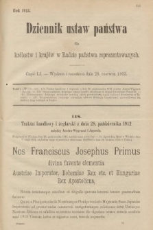 Dziennik Ustaw Państwa dla Królestw i Krajów w Radzie Państwa Reprezentowanych. 1913, nr 51