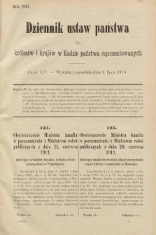 Dziennik Ustaw Państwa dla Królestw i Krajów w Radzie Państwa Reprezentowanych. 1913, nr 54