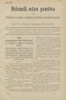 Dziennik Ustaw Państwa dla Królestw i Krajów w Radzie Państwa Reprezentowanych. 1913, nr 55
