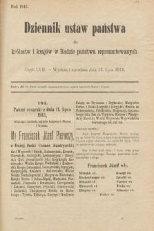 Dziennik Ustaw Państwa dla Królestw i Krajów w Radzie Państwa Reprezentowanych. 1913, nr 57