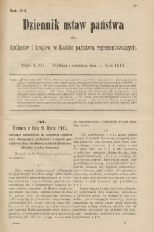 Dziennik Ustaw Państwa dla Królestw i Krajów w Radzie Państwa Reprezentowanych. 1913, nr 58