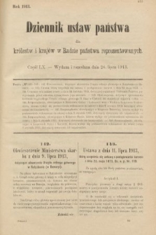 Dziennik Ustaw Państwa dla Królestw i Krajów w Radzie Państwa Reprezentowanych. 1913, nr 60