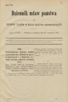 Dziennik Ustaw Państwa dla Królestw i Krajów w Radzie Państwa Reprezentowanych. 1913, nr 73