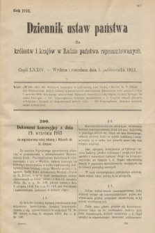 Dziennik Ustaw Państwa dla Królestw i Krajów w Radzie Państwa Reprezentowanych. 1913, nr 74