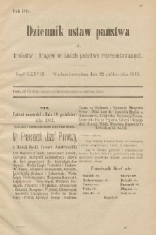 Dziennik Ustaw Państwa dla Królestw i Krajów w Radzie Państwa Reprezentowanych. 1913, nr 78