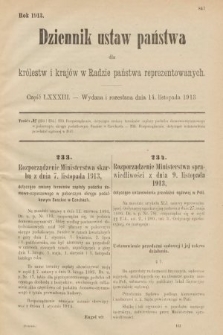 Dziennik Ustaw Państwa dla Królestw i Krajów w Radzie Państwa Reprezentowanych. 1913, nr 83