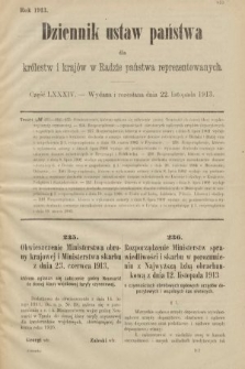 Dziennik Ustaw Państwa dla Królestw i Krajów w Radzie Państwa Reprezentowanych. 1913, nr 84