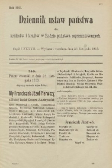Dziennik Ustaw Państwa dla Królestw i Krajów w Radzie Państwa Reprezentowanych. 1913, nr 87